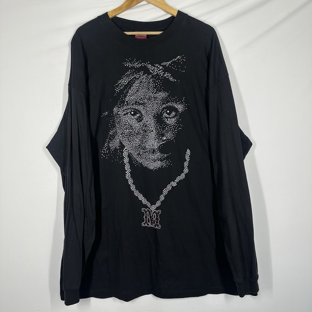 vintage Makaveli Tupac Shakur 2Pac long-sleeve studded jewel design 4XL